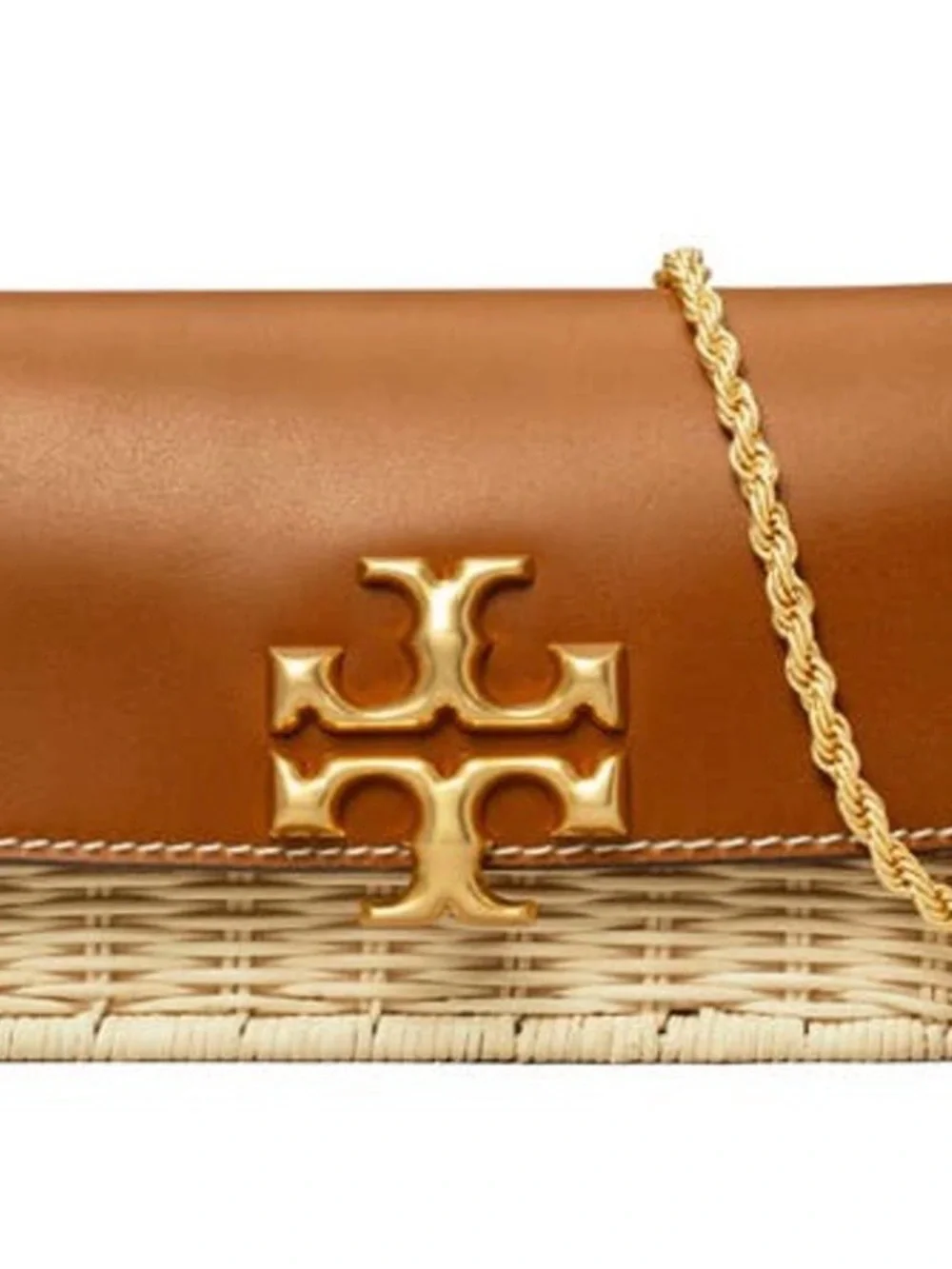 Tory Burch Eleanor Wicker & Leather Phone Crossbody Bag